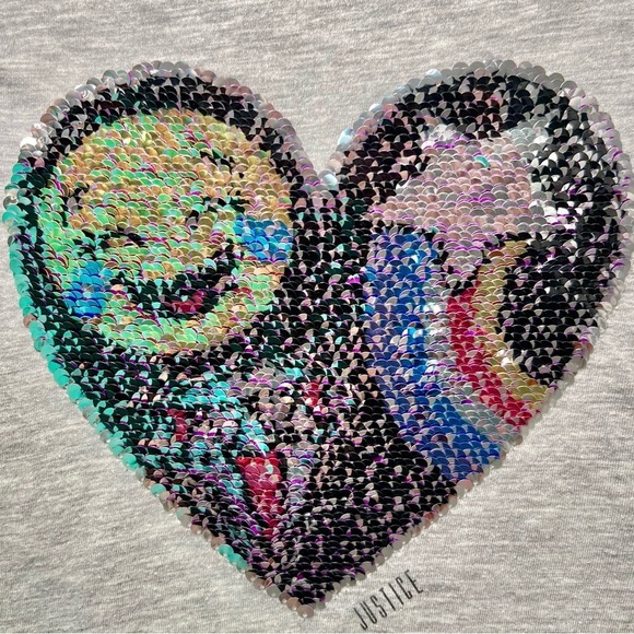💜Justice flip sequin heart tee - Picture 5 of 10